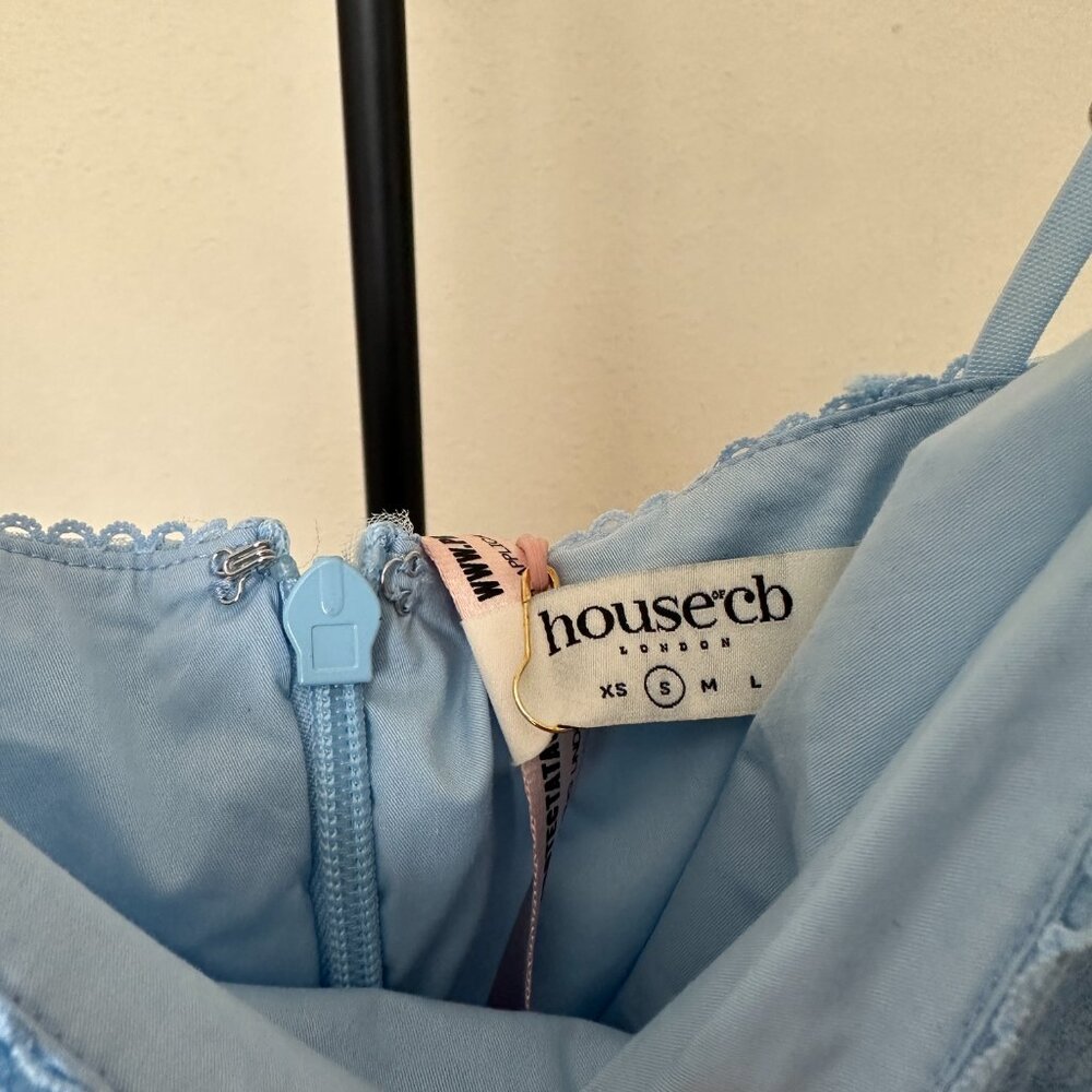 House Of Cb Eva Maxi Dress TUSCAN BLUE EMBROIDERED FLORAL MAXI DRESS NWT size S - Picture 10 of 12